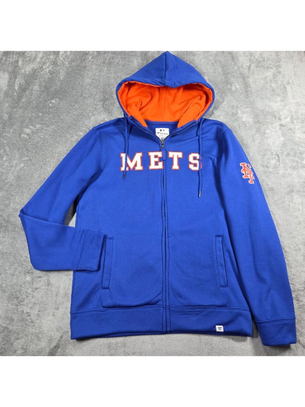 New York Mets Jacket Mens Medium Blue Fanatics Zip Up Hoodie Sweatshirt MLB
